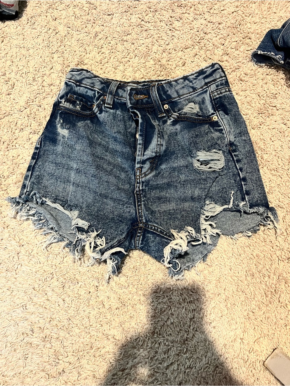 wild fable Distressed Dark Blue Denim Cutoff Shorts